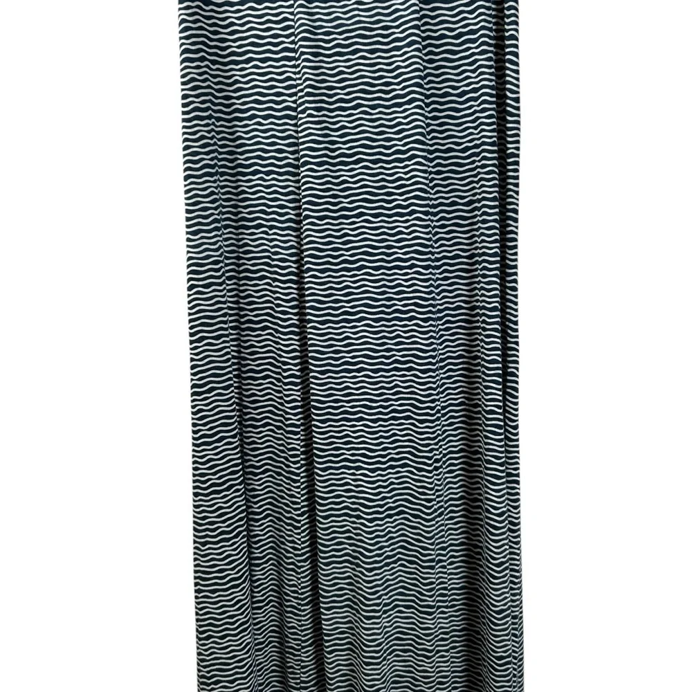 Tory Burch Silk Blend Maxi Dress Blue White Wavy Pattern Sundress